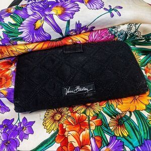 Vera Bradley Black Quilted Microfiber Long Wallet